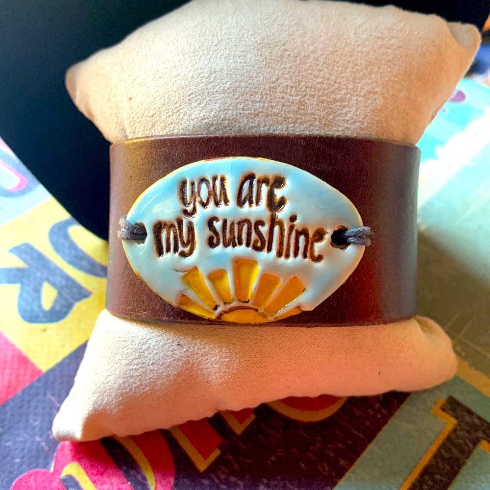 You are my Sunshine Leather Bracelet